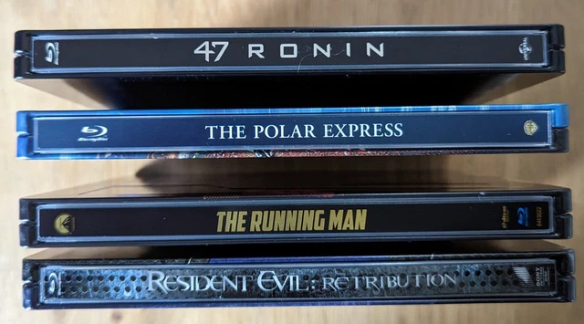 Lot 4 steelbooks: 47 Ronin, Pôle Express, Running Man, Resident Evil Retribution 4