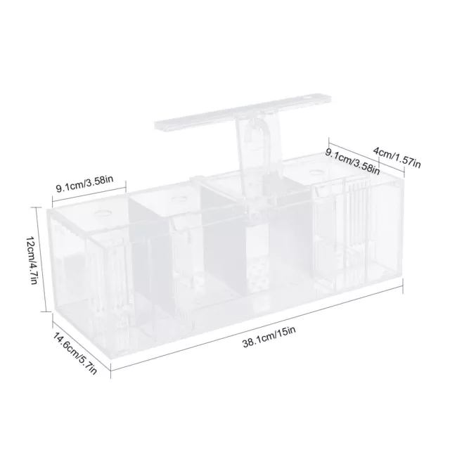 LED Light Aquarium Acrylic 4 Grids Betta Fish Tank Isolation Box with Pump US 2