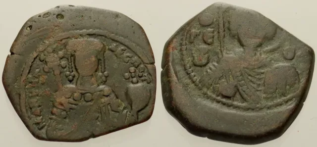 Byzantine Bronze Coin. MANUEL I, AE-Tetarteron. Constantinople. St. Eugenius