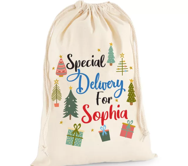 Personalised Christmas Santa Sack Any Name Kids Present Xmas Stocking Gift Bag