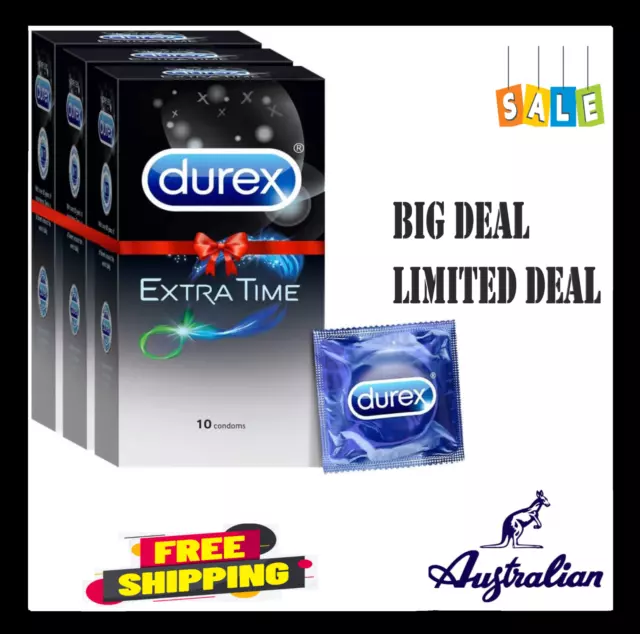 3 pack of 30Durex Extended Pleasure Extra Time Intense Sex Delay Condoms Longer