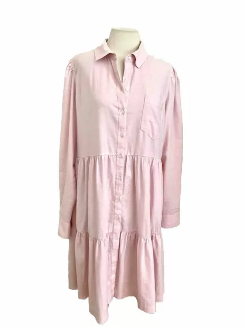 Crown and Ivy Pink  Dress SIZE XL Long Sleeve Ruffles boho Cottage Core