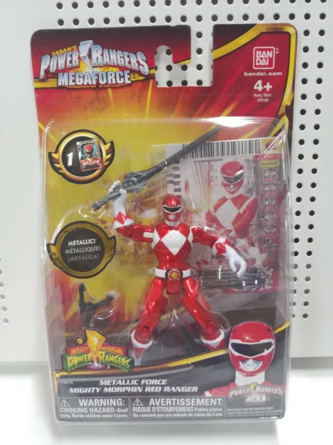 Metallic Red Ranger Mighty Morphin #1 Sticker 4" Power Rangers Megaforce Bandai
