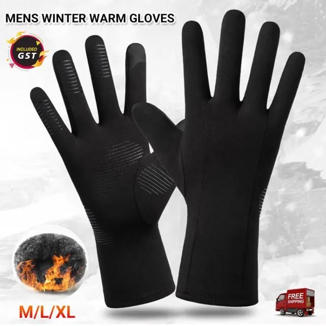 1-3 MensWinter Warm Windproof Waterproof FleeceLined Thermal Touch Screen Gloves