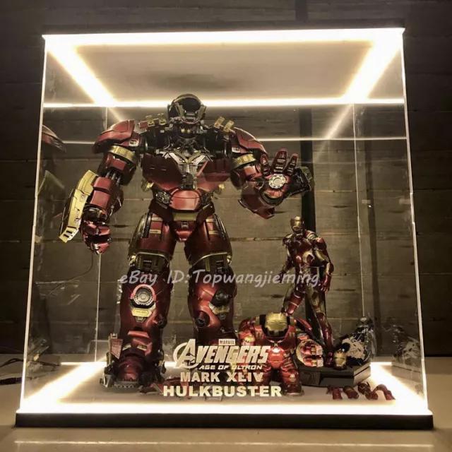 LED Acrylic Display Case Box For Hot Toys 1/6 Iron man MK44 Hulkbuster USB power