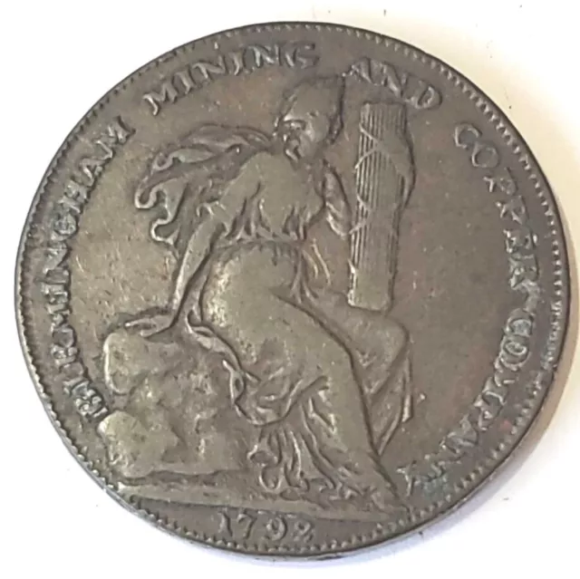 1792 Great Britain Conder 1/2 Half Penny Token - Birmingham