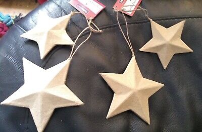 2x Doble Estrella Colgante Papel Maché Decoraciones Artesanías Etc 14x14x3 y 11x11x2cm