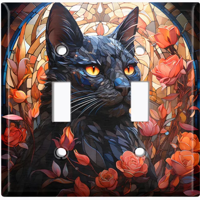 Metal Light Switch Cover Wall Plate Living Room Halloween Black Cat HLW022