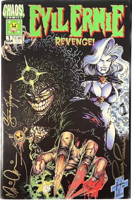 EVIL ERNIE REVENGE #1 Glow In The Dark LTD 4000 SIGNED 3x PULIDO JENSON HUGHES