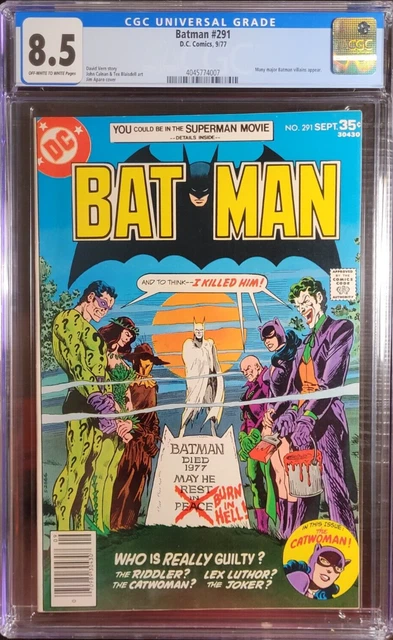 1977 Batman 291 CGC 8.5 Joker Riddler Catwoman Poison Ivy Scarecrow Cover