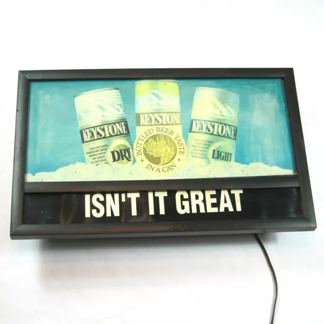 HUGE Keystone Beer Lighted Bar Sign Man Cave Dry & Light 25.5 x 15.5 WORKING!