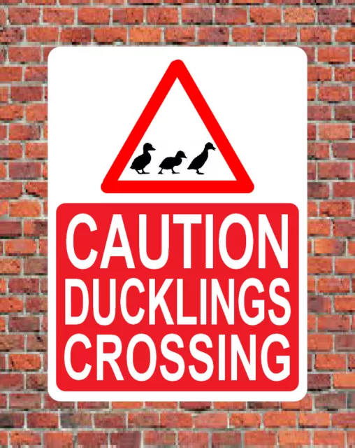 CAUTION DUCKLINGS CROSSING SIGN NOTICE ducks wildfowl swans geese slow down road