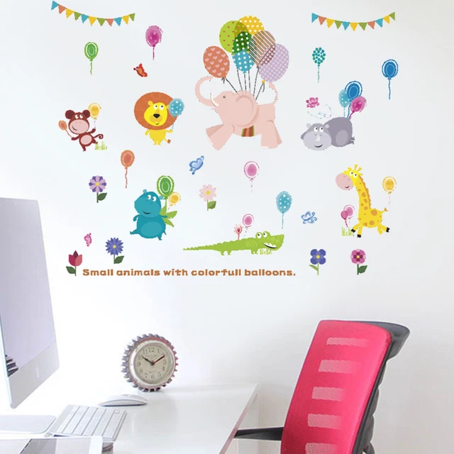 PVC Dibujos animados desmontables Bonitos globos Animales Zoo Pegatina de pared Tatuajes de pared Kinderga