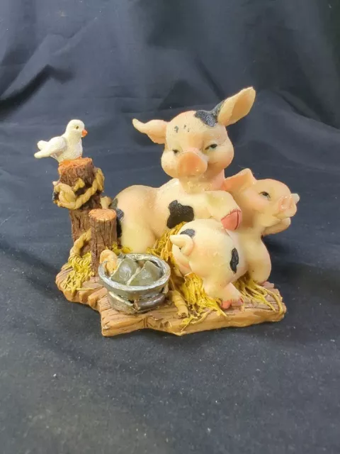 Adorable Playful pokey dotted Pigs Figurine Piggy bird slop bucket unique