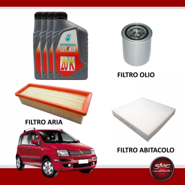 Kit Tagliando 3 Filtri Misti + 4Lt Olio Selenia 10W40 Fiat Panda 1.1 1.2 Benzina