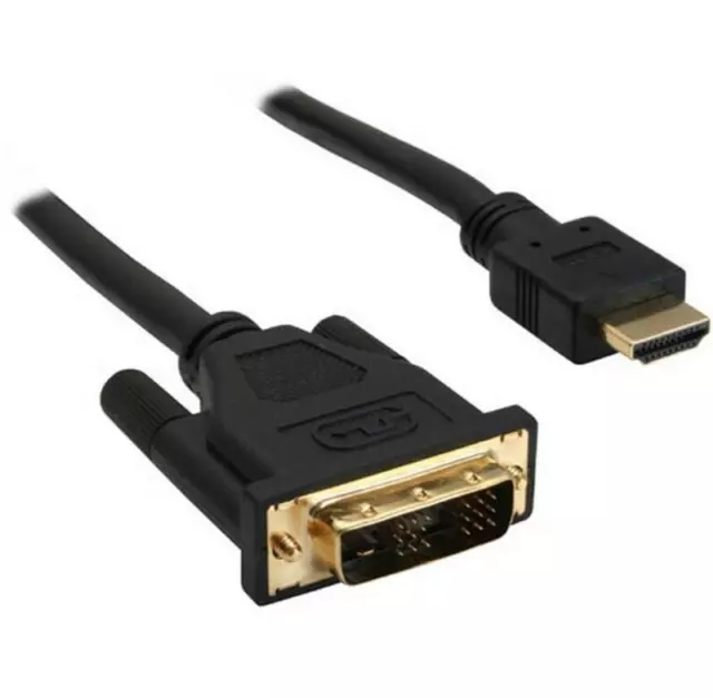 Câble cordon adaptateur HDMI-DVI 2 mètres m PC vers écran /  TV / DVI-D 18+1 OR