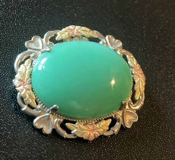 Broche Art Déco Ancienne - Bakélite Et Cabochons Pâte De Verre Bleue - Étoile Argentée Occasion