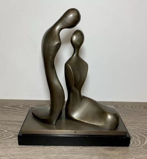 Mid Century Modern Abstract Solid Brass Love Couple Sculpture Art Figurine