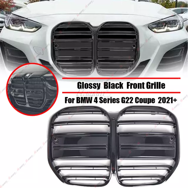 Double Line Front Bumper Center Grille For BMW 4 Series G22 G23 2 Door 2021-2023