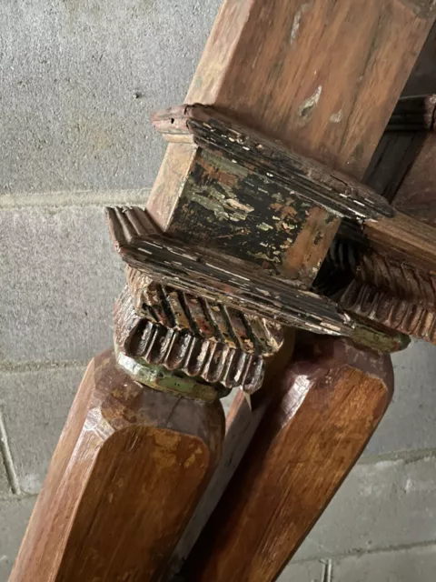 Vintage antique wood pillar Column￼