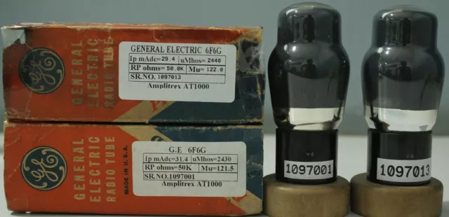 6F6G GE NOS NIB made in U.S.A Radio Tube Amplitrex tested Qty 1 Match Pair