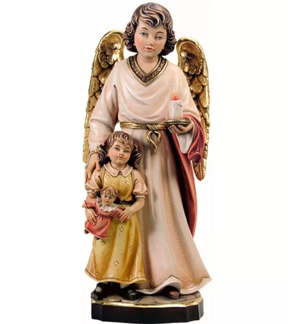 Statue albâtre - 14 cm - Ange gardien fille