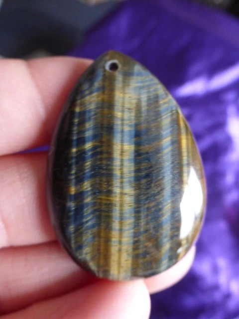 Pendentif Larme En Corail Fossile Violet Et Beige - 4.5 Cm - N°2400