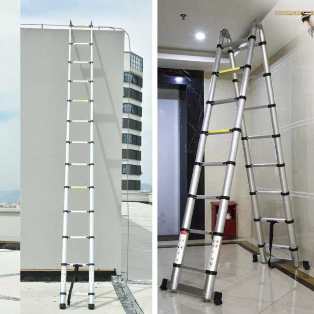 EN131 Telescopic Extension Aluminum Step Ladder Folding Multi Purpose Safe 3m-6m