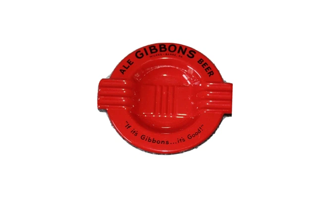 Gibbons Beer Vintage Red Metal Ashtray Wilkes-Barre PA