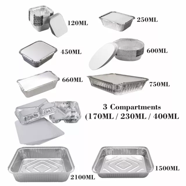 Aluminium Foil Container with Lids Disposable Baking Tray Takeaway Tin BBQ Party