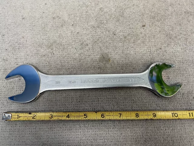 New Heyco 30mm - 27mm  Metric Open End Wrench Chrome No 350 Germany Lot 2