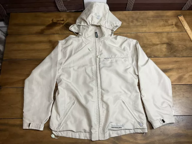 Men's Vintage TIMBERLAND Performance Waterproof Jacket Coat Beige Small/Medium