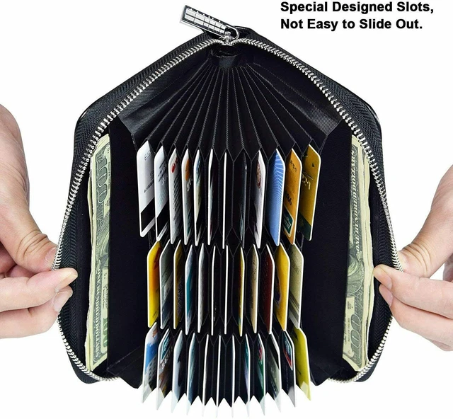 Men Genuine Leather RFID Blocking Wallet ID Credit Card Holder Zipper Pocket