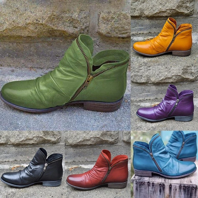 Bottes femme cheville cuir plat arche soutien bottines chaussures taille neuves