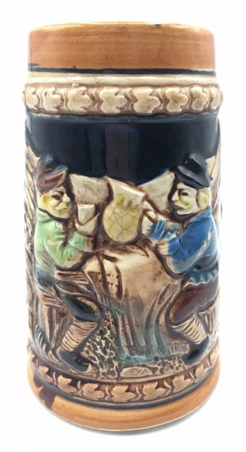 Norcrest Porcelain Beer Stein/Mug~Made In Japan~Pub Scene~5.50" High