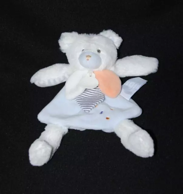 Peluche DOUDOU ET COMPAGNIE plat ours Les Gommettes bleu blanc NEUF