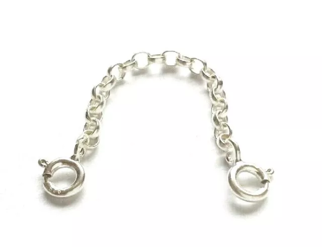 Sterling Silver 2mm  Belcher Safety Extender Chain Bracelet Necklace 1" to 6"