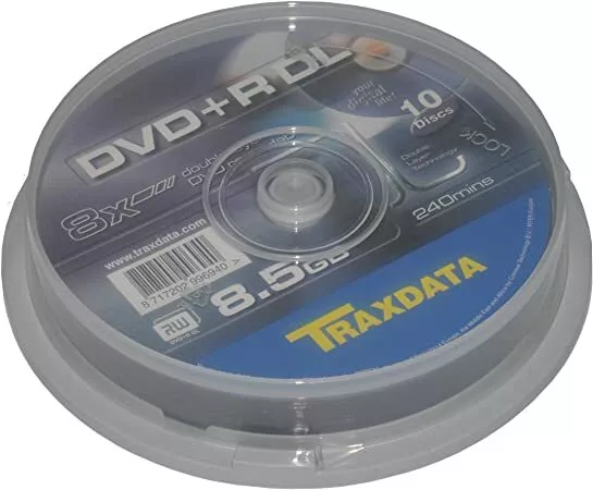 10 Traxdata Double Dual Layer DVD+R DL Blank Discs 8x 8.5GB Ritek S04 CAKEBOX