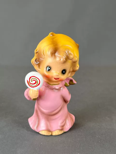 Josef Originals Wee Folks PINK ANGEL with LOLLIPOPS 4” Figurine 1960's