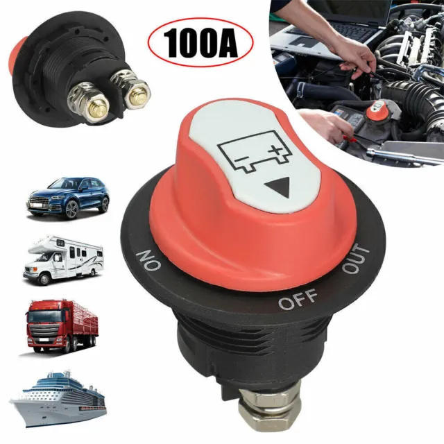 100A Battery Isolator Switch Disconnect Power Cut Off Kill for Car-Boat RV-Truck