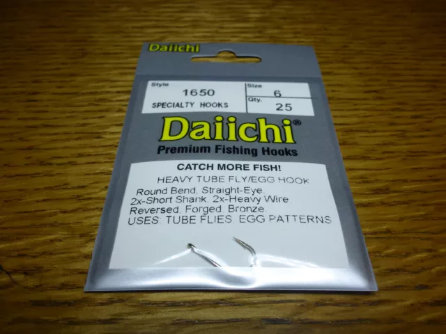 25 x DAIICHI 1650 #6 EGG & TUBE FLY HOOK NEW FLY TYING 2X HEAVY TRAILER HOOKS 3