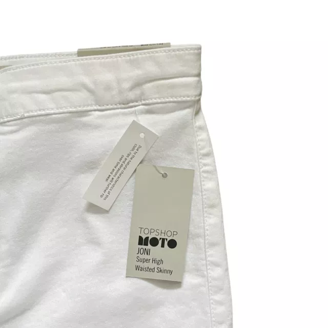 Topshop Moto Joni Super High Waisted Destructed Skinny White 8 New 3