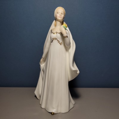 Vintage Royal Doulton Glazed Bone China Figurine "Bride" Woman In Dress HN 2873