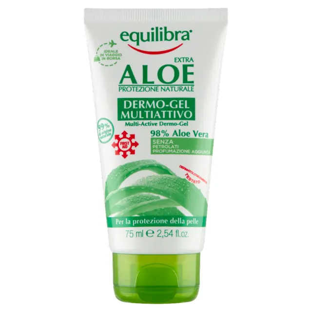 Equilibra 98 % natürliche Aloe Vera multiaktives Dermogel Reisegröße 75 ml