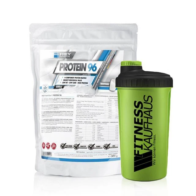 (65,80 EUR/kg) Frey Nutrition Protein 96 500g Eiweiss + Shaker Geschmack wählbar