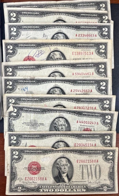1953 Or 1928 A B C G D $2 Dollar Bill Red Seal - Well Circulated/Circulated