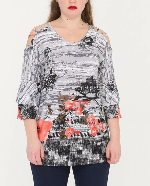 Camicia donna blusa maglia camicetta elegante manica lunga 3/4 sexy da 46 48 54