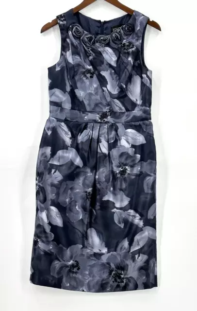 Adrianna Papell Dress Women's Floral Iridescent Sheath Sleeveless Gray Size 8