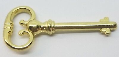 2 Brass Plated Keys Roll Top Desk Lock Polished Skeleton Antique vintage old new