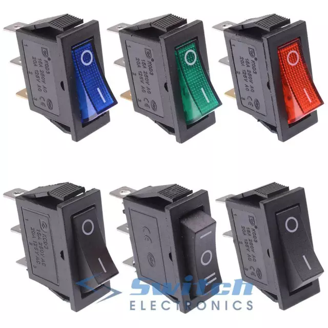 Rectangle Rocker Switch 28 x 10mm illuminated 12V 230V Rectangular